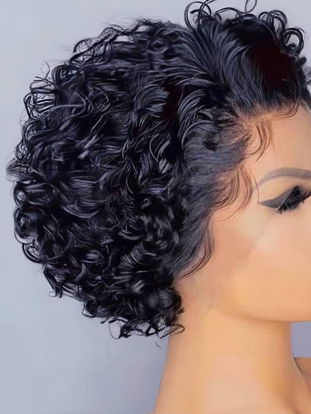 Short Curly Human Hair Wig Pixie Cut Lace Front Wig by Instastyle